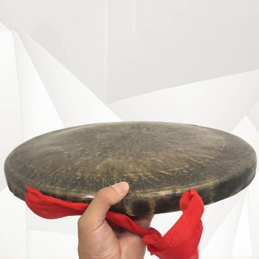 Japanese gong Authentic gong gong Instrument Pure Handmade Copper gong 36cm Authentic Chinese gong with red Sling Sound Quality is Very Suitable for Relaxing Percussion(40cm)