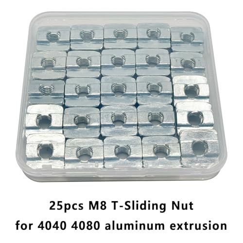 25pcs t nuts tee sliding slot nuts 40 series m8 threaded slide in pre-assembly for 4040 4080 v t slot 8mm rail aluminum extrusion profile