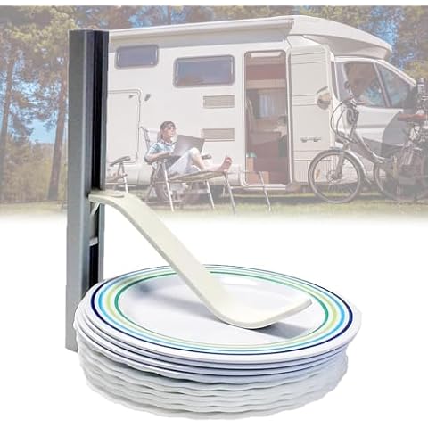 asdmm RV Plate Storage Holder - Dish Rack Compression Stabilizer with Anti-Vibration Fixation for Camper & Motorhome Kitchenware Cover