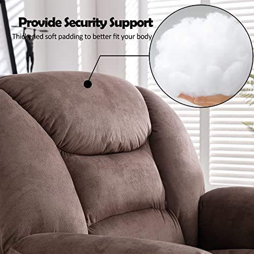 Anj Oversized Rocker Recliner Chair Manual 360 Degree Swivel Recliners Comfy Glider Rocking Chairs For Big Man Home Extra Wide Overstuffed Reclining Chair For Living Room, Camel #TOP6