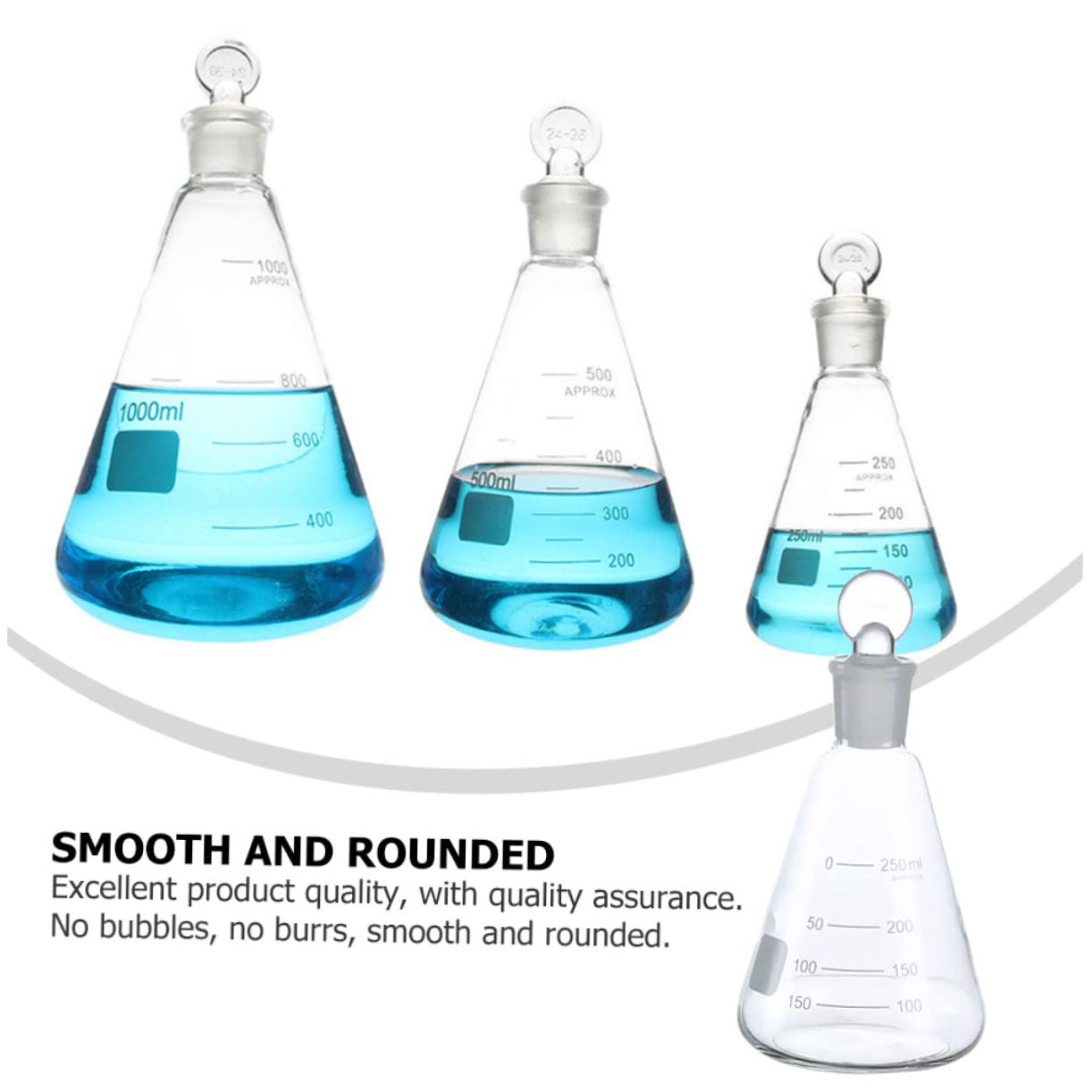 iplusmile 3Pcs 250Ml Beuta Di Set con Tappo Conico Boccette Laureato Borosilicato Pallone Cristalleria per Esperimento di Laboratorio di Chimica Studi di Scienza