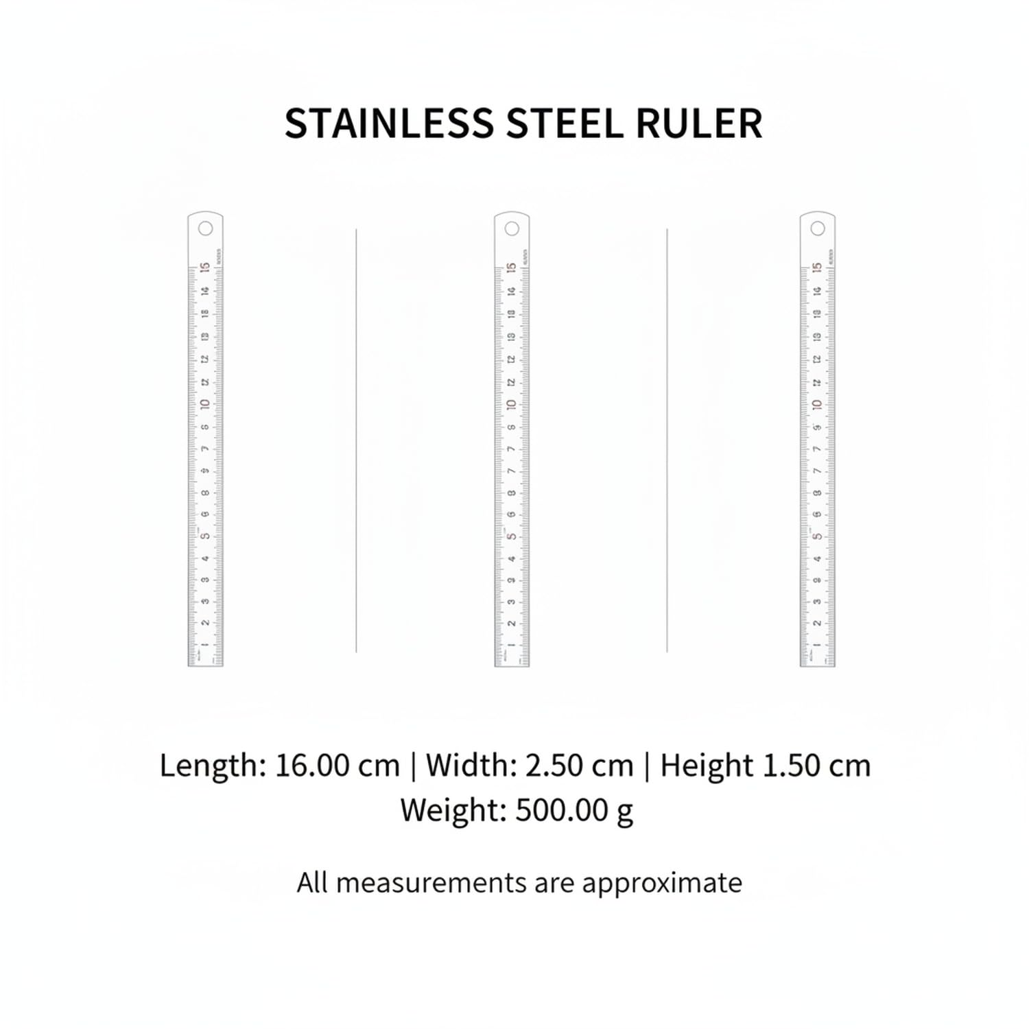 Regla Recta de Acero Inoxidable para Medición y Dibujo Técnico, Borde Preciso y Estable (1 PC)