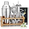 Godmorn cocktailshakerset, roestvrij staal, 15-delige barkeeperset met betere bamboestanden, receptenboek, maatbeker en…