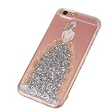 UCLL iphone 7 Plus Case Elegant Lady Wedding Dress Flexible Soft Rubber Gel TPU Protective Cover for Apple iPhone 7Plus with screen protector (Silver)