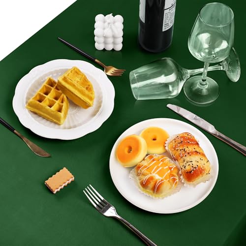 Image of TURSTIN 1 Packs Dark Green Satin Tablecloth 102 x 58 Inch Overlay Satin Table Cover Rectangle Bright Silk Tablecloth Smooth Fabric Table Decoration for Wedding Banquet Party Events
