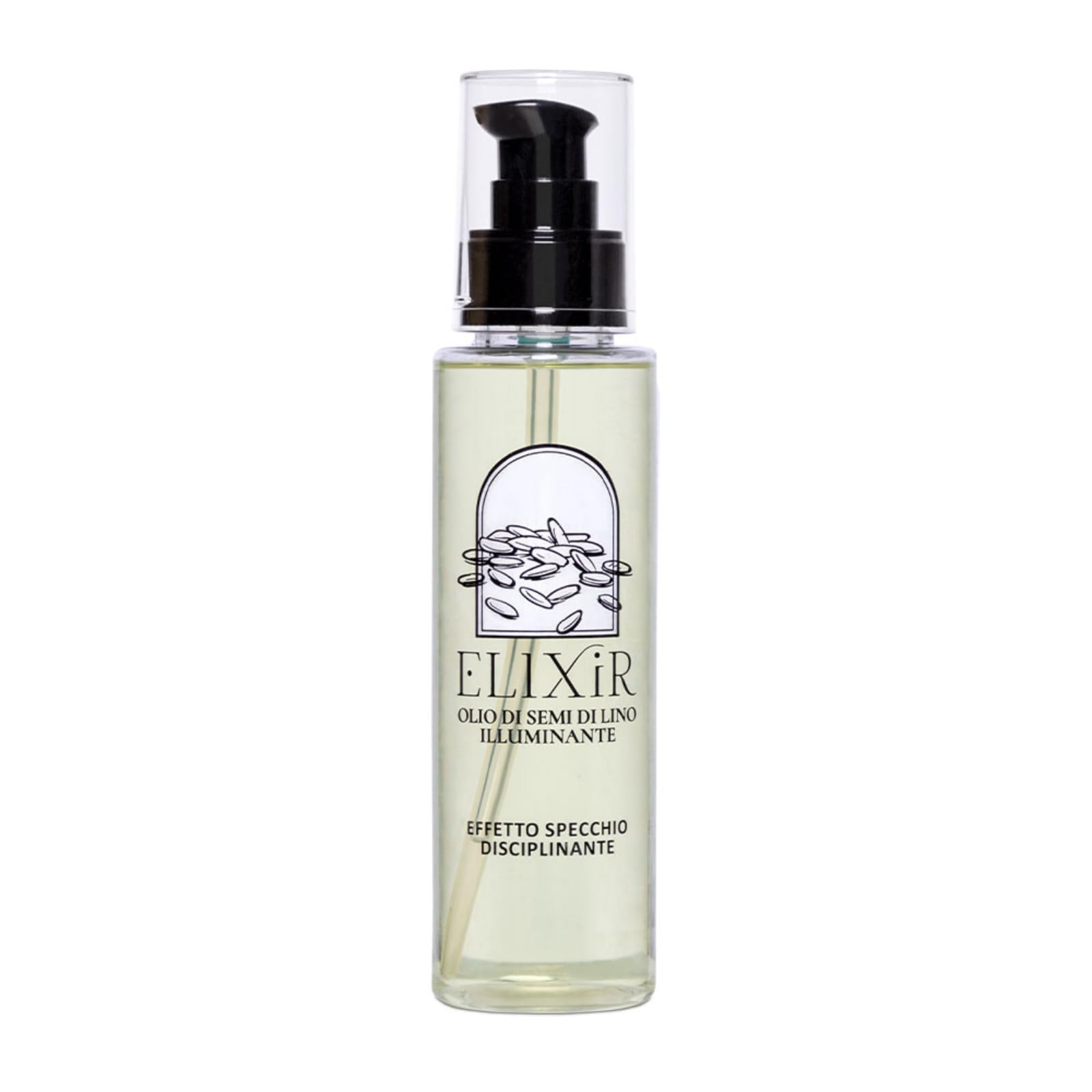 Elixir, Aceite Capilar con Aceite de Linaza, Tratamiento Iluminador Efecto Espejo, Previene las Puntas Abiertas y Elimina el Encrespamiento, Sin Aclarado, 100 ml