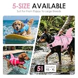 AOFITEE Schwimmweste Hund Groß, Ripstop Große Hundeschwimmweste Hai, Verstellbar & Ripstop Schwimmweste für Hunde mit Rettungsgriff, Rettungsweste Hunde Labrador Hundeweste Schwimmen, Rosa Wal, L