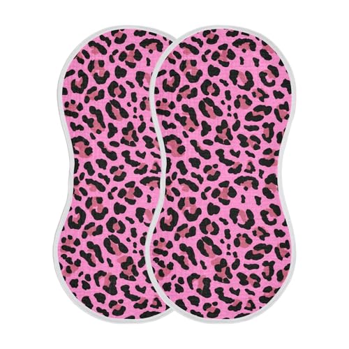 xigua Leopard Spots Baby Burp Cloths for Newborn Boys and Girls 2 Pack, Soft & Absorbent Cotton Baby Burp Cloth, Baby Washcloths, Newborn Towel, Burp Rags2