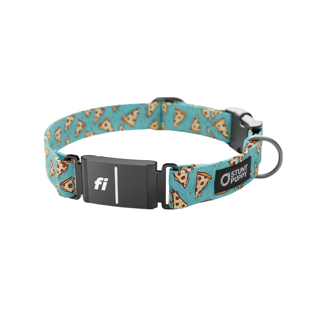 Stunt Puppy Dog Collar, Fi Series 3 and 3+ Ready, Jill Kittock Pizza, Large - Compatible with Fi GPS Device (Not Included)