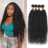 Brazilian Human Hair Bundles Water Wave (16 18 20 22 Inch) 10A Wet and Wavy Bundles 100% Unprocessed Virgin Remy Hair Bundles Raw Hair Extensions Natural Color