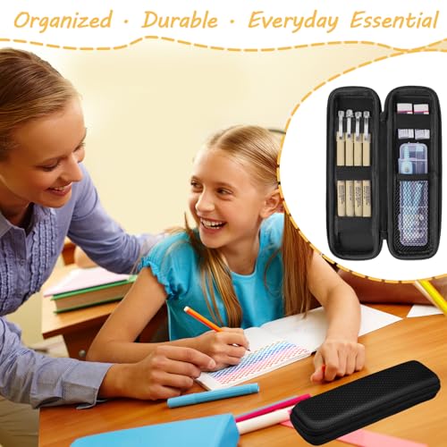 Image of Klawdsky Small Pencil Case for Pencils,Hard Pencil Case for Executive Fountain Pens,Ballpoint Pens-Black