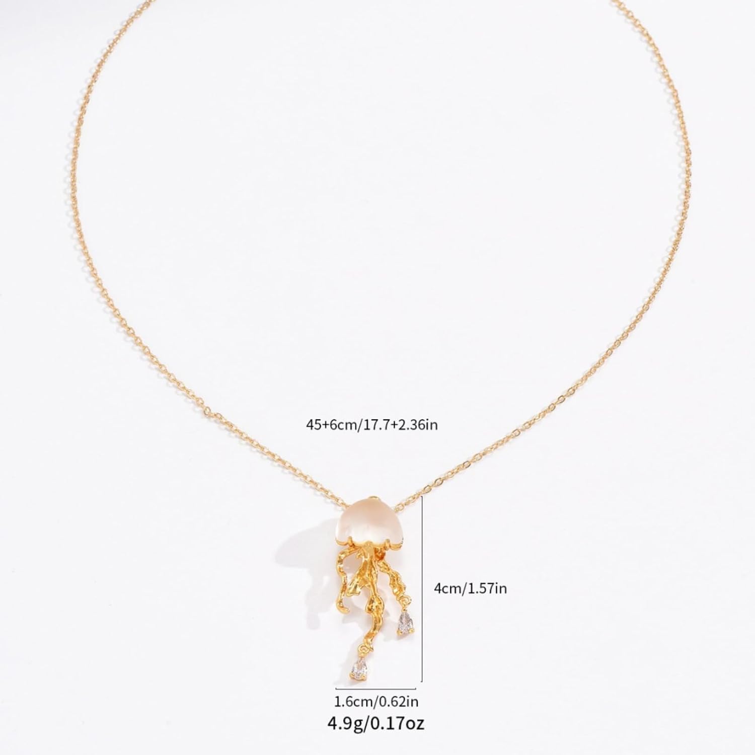 72ore Dainty Gold Jellyfish Necklace for Women Gold Chain Rhinestone Necklace Summer Ocean Jewelry Gift Party Outfits Accessories - Image 6