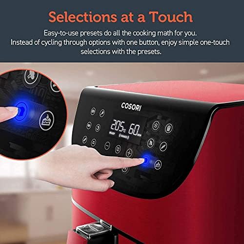 COSORI Air Fryer with 100 Recipes Cookbook,1700-Watt Max XL 5.5 L Digital Touchscreen Air Fryers Oven with 11 Presets, Oil Free Hot Cooker, Nonstick Basket Red, CP158-AF