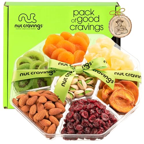 NUT CRAVINGS - Dried Fruit &amp; Mixed Nuts Gift Basket (7 Assortments, 1 LB)