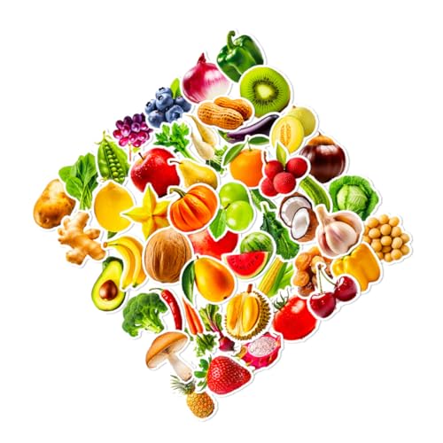 Pegatinas de frutas y verduras infantiles y reutilizables para decoración y manualidades 2
