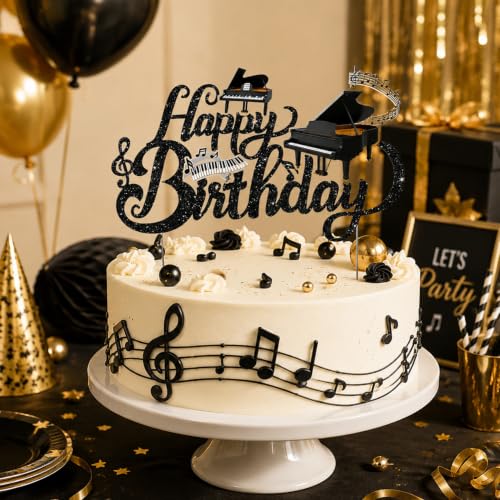 Music Piano Birthday Cake Topper, Musical Note Recital Party Decorations by CANDY CHEF - Used condition - Image 5