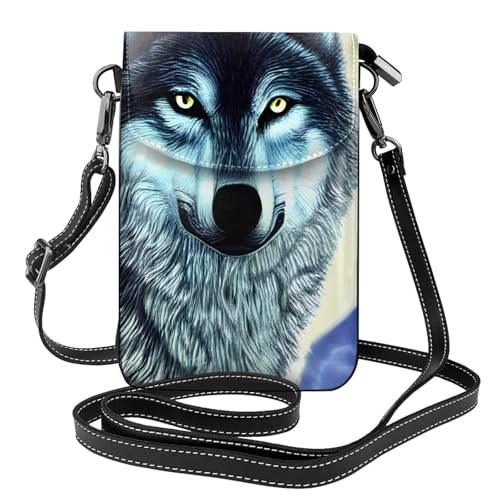 chenfandi Wolf Under Moon Crossbody-tas voor dames, portemonnee met rits, #schoudertas handtas, verstelbare schouderriem.