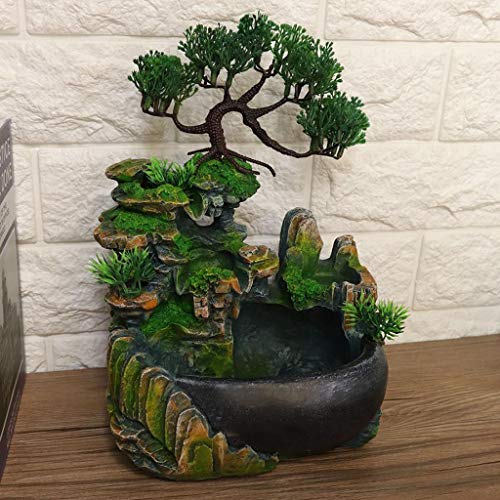 Tabletop Water Fountain Environmental Resin Waterfall Desktop Fountain Indoor bladen Water Fountains Desktop Vijverfonteinen (Color : A) - Image 4