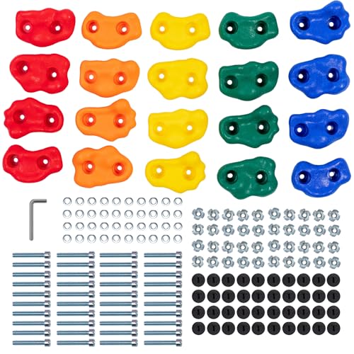Squirrel Products Kids Rock Climbing Holds with Safety Rock Plugs to...