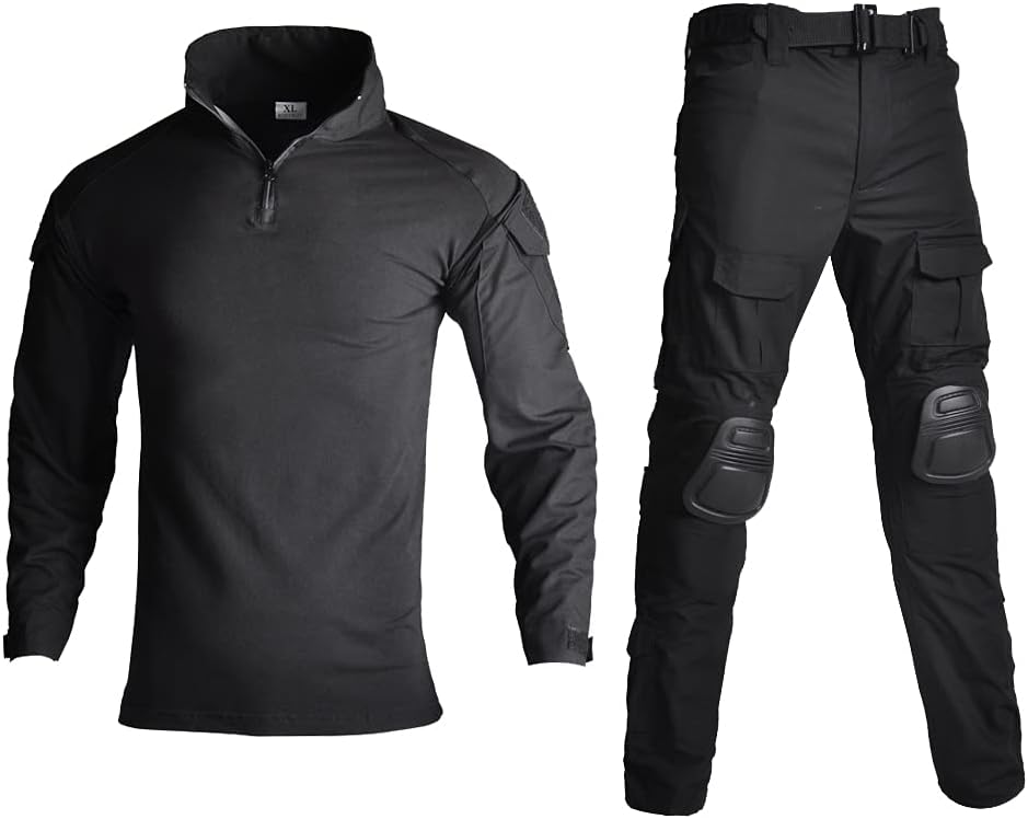 Lilychan Mens Tactical Military Suits Long Sleeve Rip-Stop Uniforms Combat Shirt and Pants Elbow Knee Pads