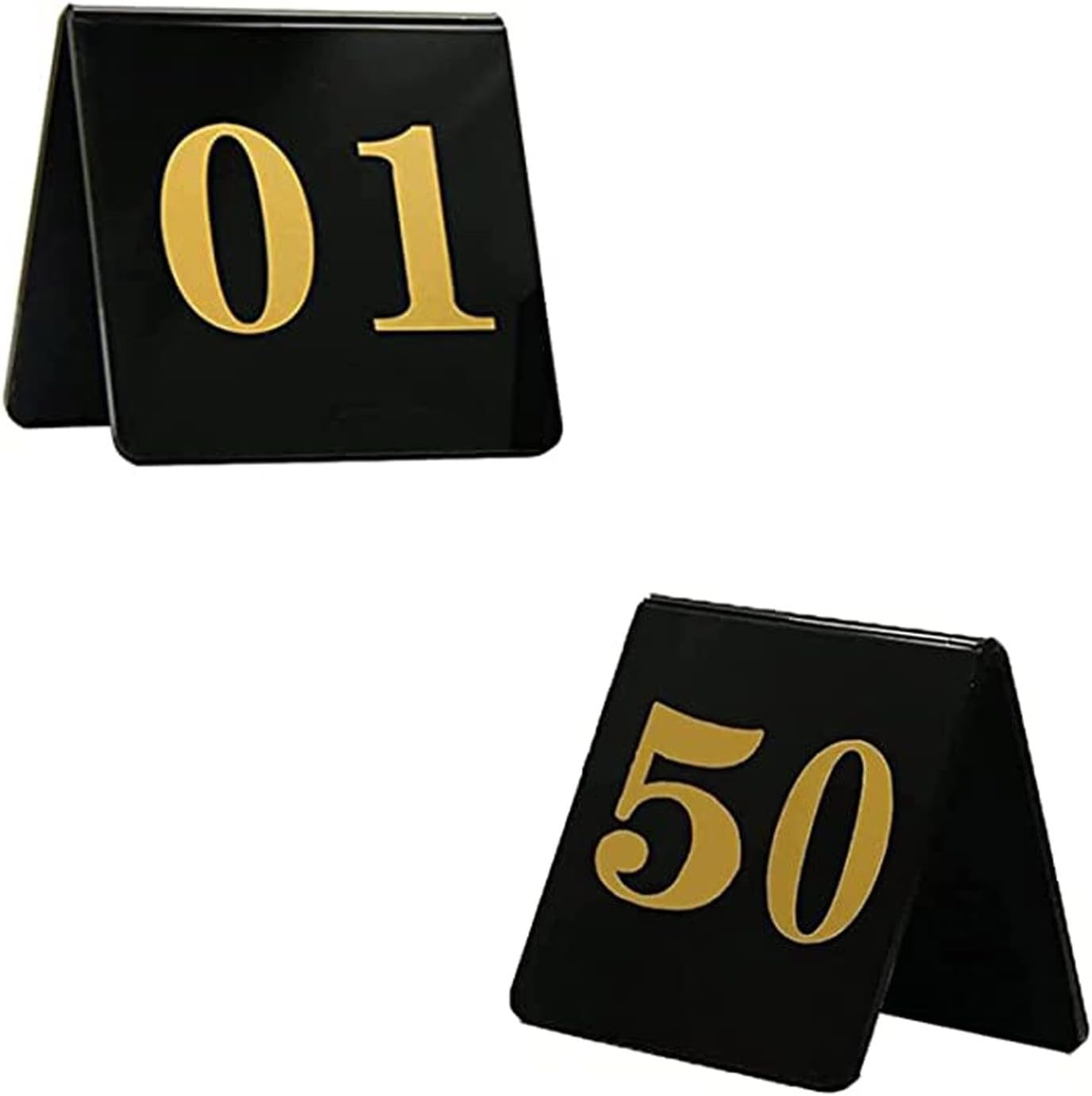 Restaurant Cards Plate, Tabletop Number Sign, Black, Double-Sided Gold Numbers Table Number Card, for Guiding Guests to Their Seats Perfect for Restaurants, Bars,1-100