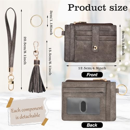 Image of KNGITRYI Small Wristlet Wallets for Women RFID Credit Card Holder Wallet Keychain Wristlet Wallet Credit Card Wallets for Women (Dark Grey)