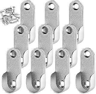10 Pieces wardrobe rail Rod bracketwardrobe pole fittingscurtain rail bracketsclothes rail wall bracketwardrobe pole bracketsrail bracket support for 16 mm/ 0.6 Inch Diameter Rod