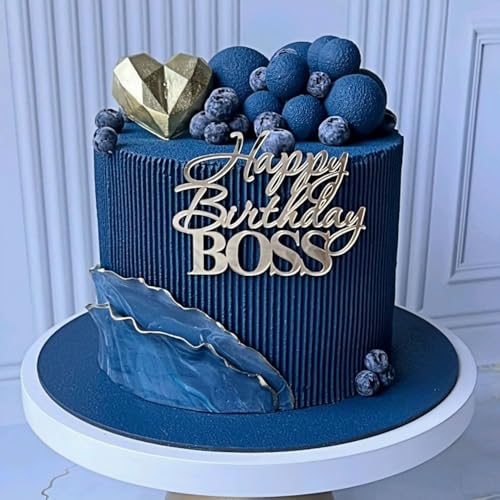 Happy Birtrhday Boss Cake Topper, Acrylic Gold Big Boss Cake Decoration Cake Sign Cake Charm For Men...