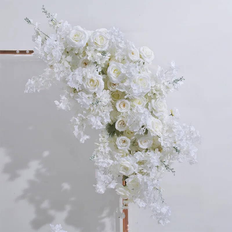 Artificial Cherry Blossom Rose Wedding Arch Flowers, Wedding Welcome Signs Floral Greenery Arrangements, Fake Flower Garland Green Leaves Rose for