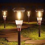 NEWMESSI 8 Pack Bright Solar Lights Outdoor,2-in-1 Warm&Cold Light,IP65 Waterproof 3000K/6500K Solar Pathway Lights Outside,Solar Powered Landscape Lighting for Yard Patio Walkway Driveway Lawn