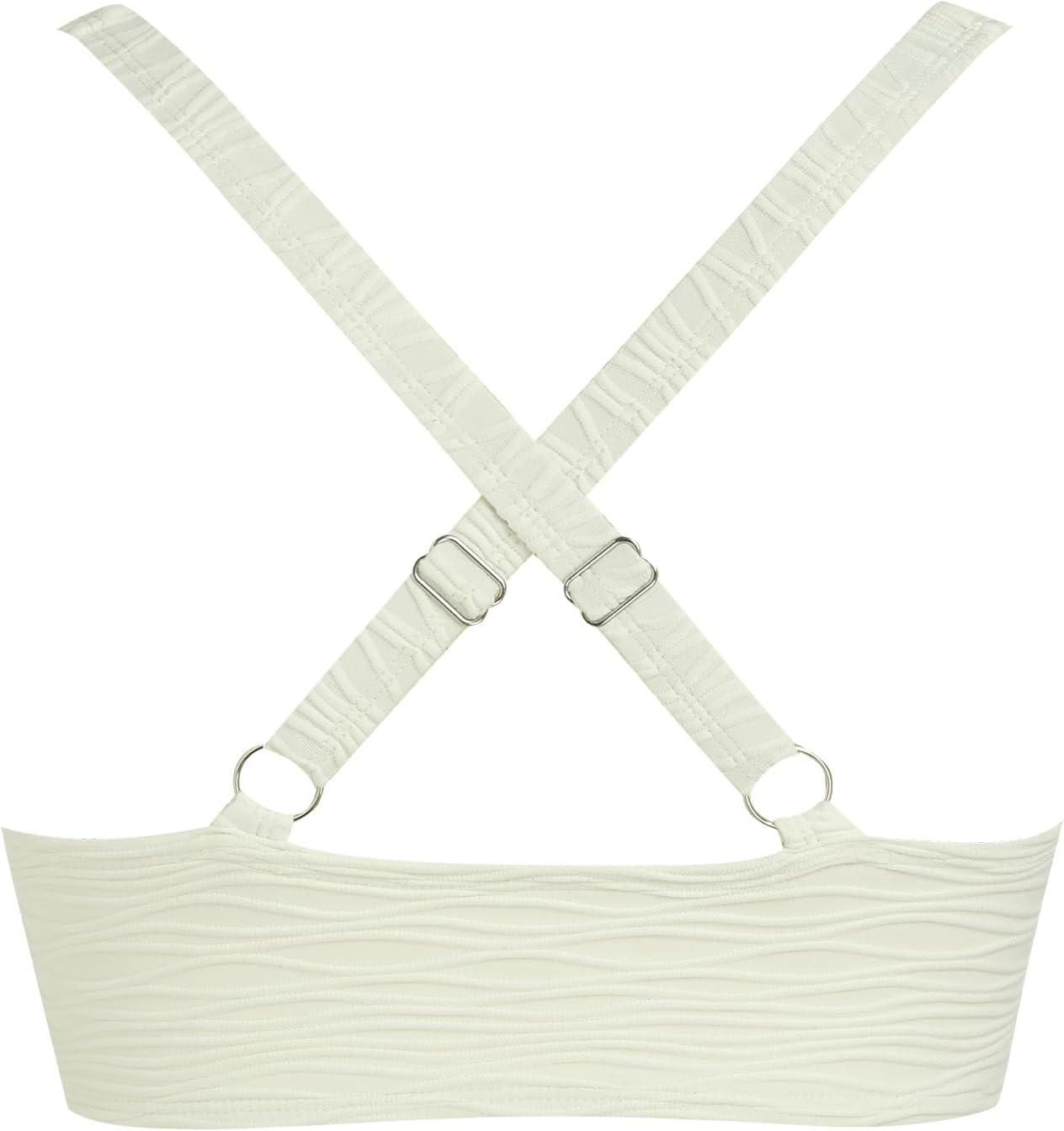 ZAFUL Women U-Wired Bikini Top Only- Ruched Cut Out Back-Cross Adjustable Straps Bathing Suit Top Only for Large Bust - Image 2