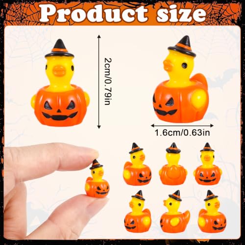 Image of JUNEBRUSHS 50Pcs Mini Resin Ducks Halloween Tiny Pumpkin Ducks Figures