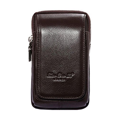 Aolvo - Cartuchera multifuncional, de piel auténtica de primera, ideal para iPhone 8 Plus, cartera con presilla para llevar en el cinturón, de...