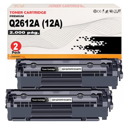 CVT   2X Q2612A 12A Toner Compatible con HP LaserJet 1010 1012 1015 1018 1020 1022 1022n 1022nw 3020 3030 3050 3052 3055 M1005 M1005mfp M1319 M1319f FX10 / FX9 / 703