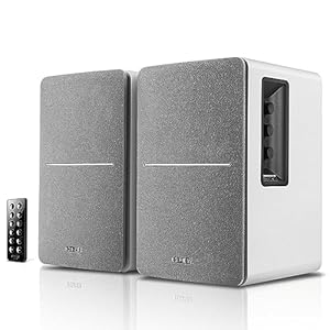 Edifier R1280DB Powered Bluetooth Bookshelf Speakers – Optical Input – Wireless Studio Monitors – 4 Inch Near Field Speaker – 42w RMS – Wood Grain (White)