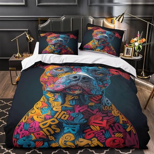 Housse de couette Pitbull 3D 140x200 en microfibre graffiti - 2