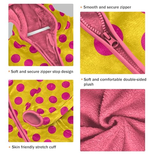 Retro Polka Dots Toddler Fleece Jacket Baby Girls Hooded Zipper Long Sleeve Thick Warm Outerwear 3-10 Years3