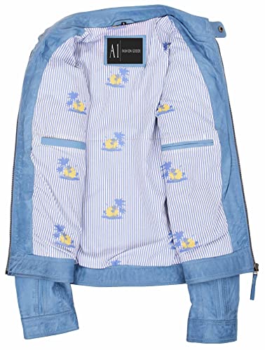 Chaqueta de cuero para hombre color celeste talla L miniatura 6