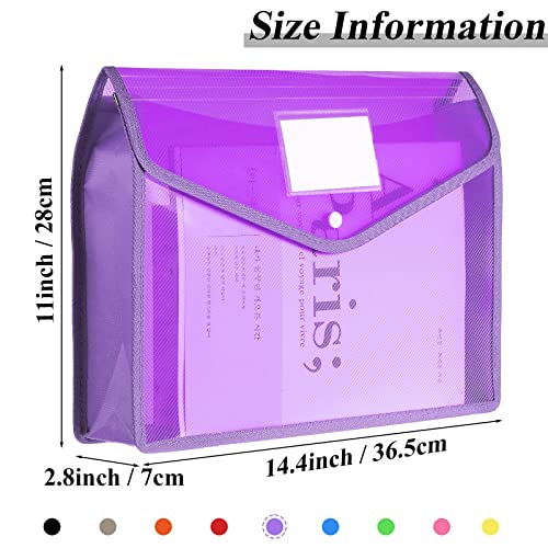 10 Pieces B4 Plastic File Folders Envelope Expanding File Wallet Organizer Documents Folder With Snap Closure And Pocket Waterproof Transparent File Pouch For School Office(Multicolored,Horizontal) #TOP1