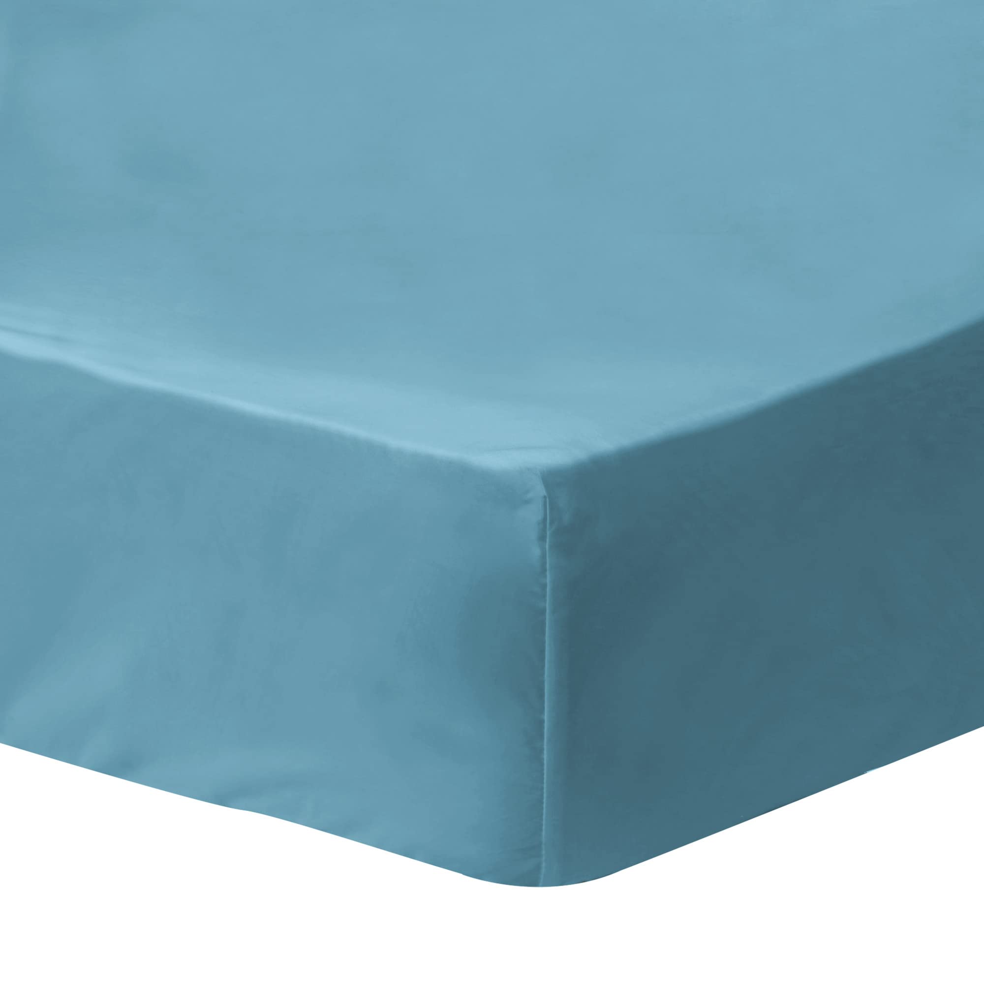 MATT & ROSE Lenzuolo con angoli, 140 x 190/200 cm, in cotone lavato, 100% cotone, Oeko-TEX, colore: blu