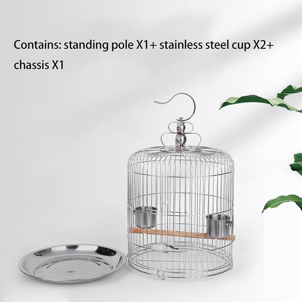 Casa degli uccelli Gabbia per uccelli portatile con design a gancio, Gabbia per uccelli in acciaio inossidabile per storno peonia tordo, Gabbia per uccelli in volo con vassoio inferiore Spazioso