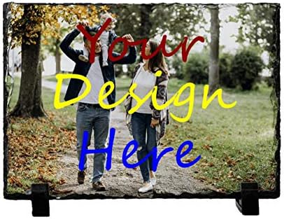 Helyou Personalized Photo Stone Slate Plaque Picture Frame, Pet Photo Memorial Stone Flagstone, Custom Birthday Baby Birth Valentine's Day for Her/Him/Women/Men/Mother/Dad