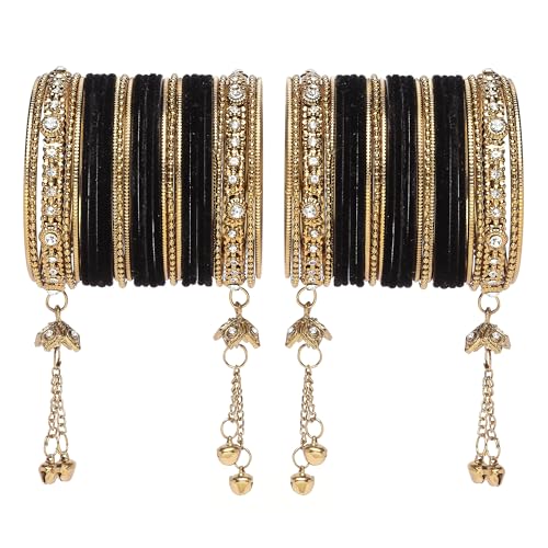ZENEME Gold-Plated Matte Finish Velvet American Diamond Studded G...