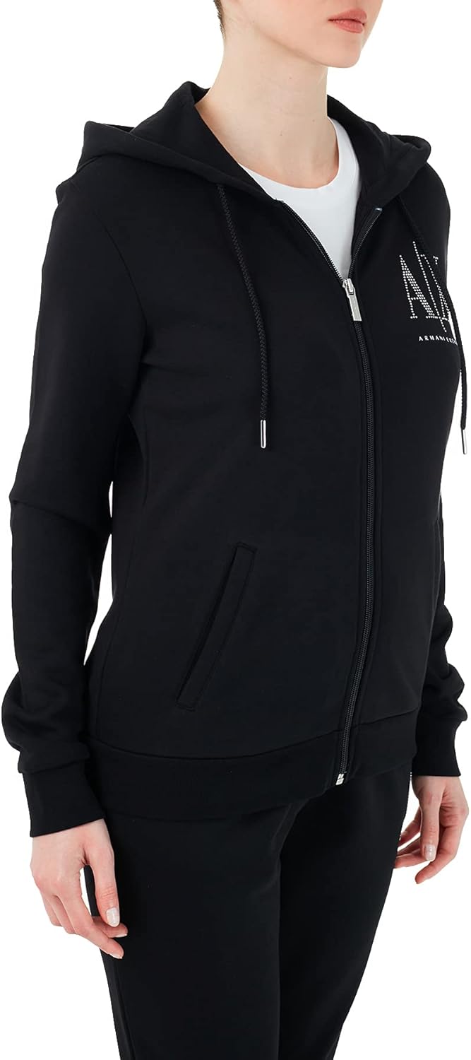 A | X ARMANI EXCHANGE Women's Studded Icon Zip Up Hooded Sweatshirt - Image 5