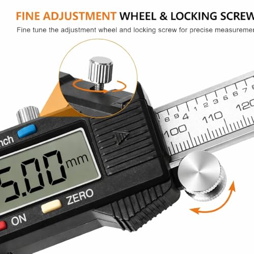 Image of Waterproof Digital Vernier Caliper - Stainless Steel Electronic Measuring Tool (0-150mm / 0-6 Inch) with LCD Display, Inch /MM Conversion, IP54 Protection(a-150mm)