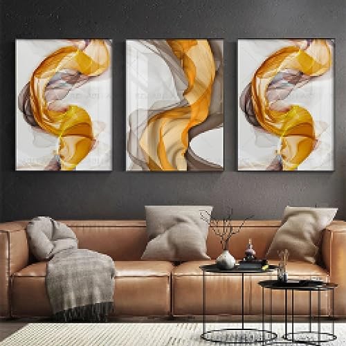 Peinture sur toile jaune et grise pour salon moderne et chambre à coucher