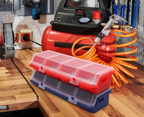 BENLIUDH Screw Organizer Box 4-Compartments, Tool Box Organizer Bins with Lids for Garage Workbench Hardware Storage (Blue) - Thumbnail 6