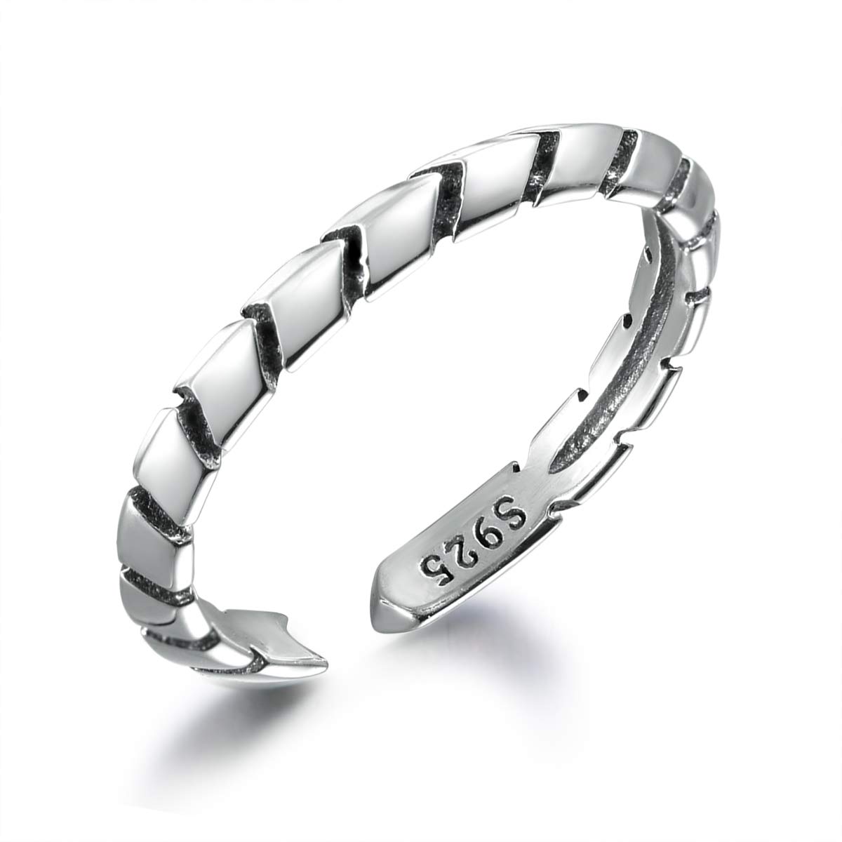 SNORSOArrow Pattern Sterling Silver Boho Finger Ring for Women Eternity Prom Stackable Knuckle Ring