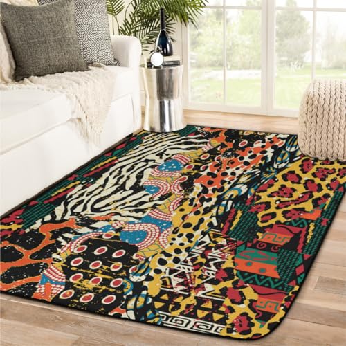 Tavisto African Animal Print Area Rug 4X6 Machine Washable Rug Ultra Soft Foldable Area Rugs With Non-Slip Backing For Office Living Room Bedroom thumb #6