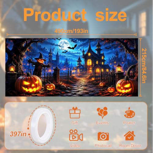 Image of Halloween Garage Door Decorations 7 x 16 ft, Pumpkin Manor Cover